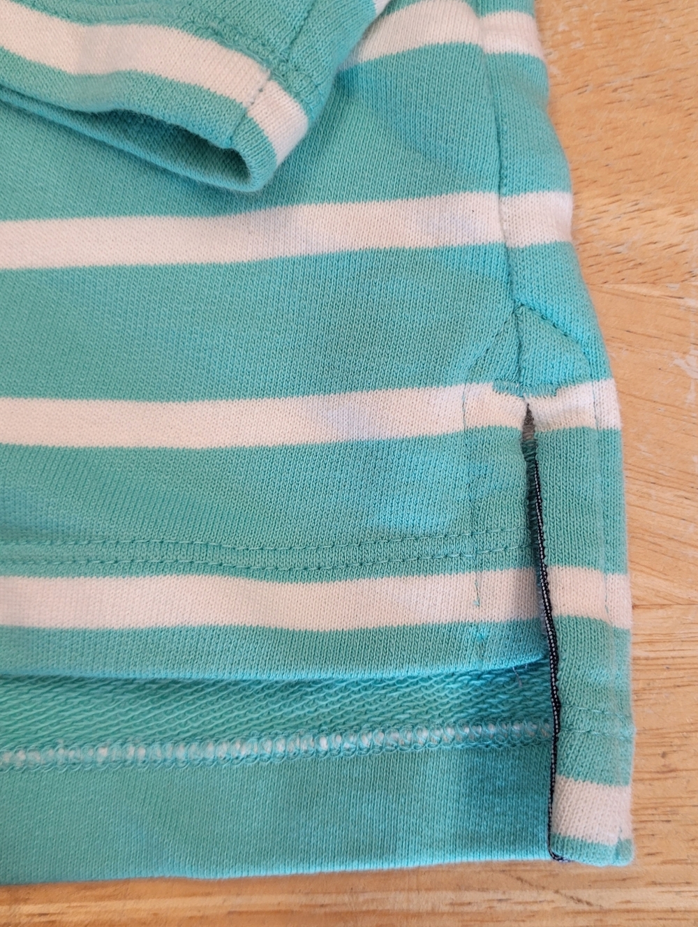 L.L. Bean Sweatshiry Striped Button Collar Pullover Teal Chambray Medium - Picture 5 of 10